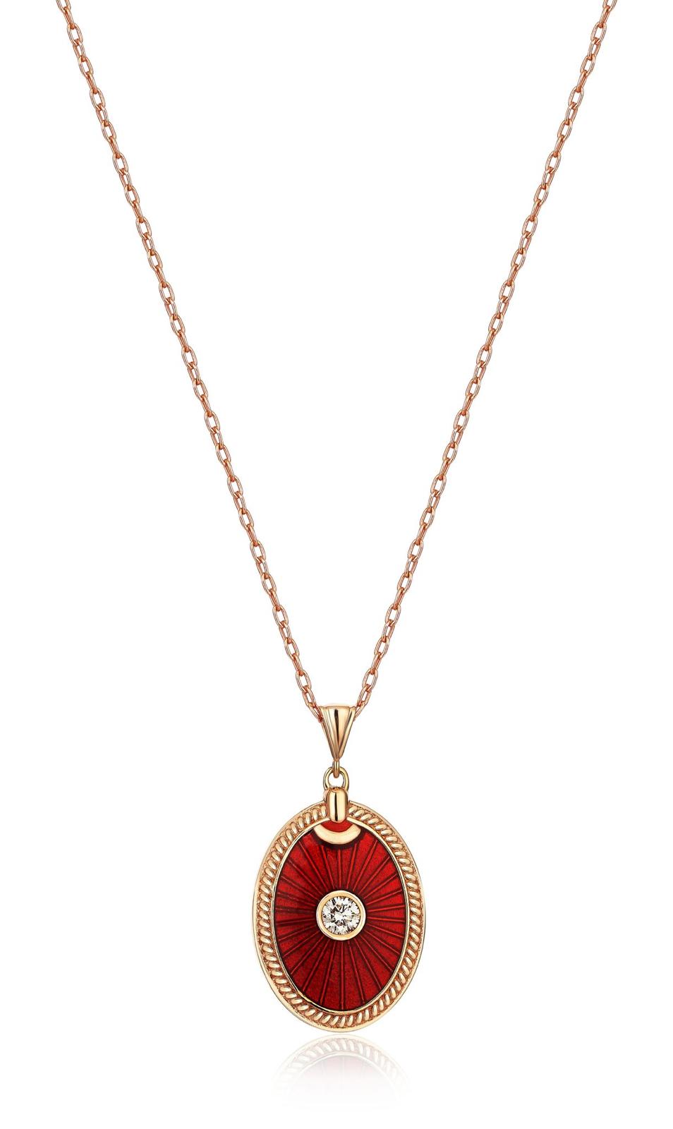 Bordo Mine Oval Madalyon Kolye