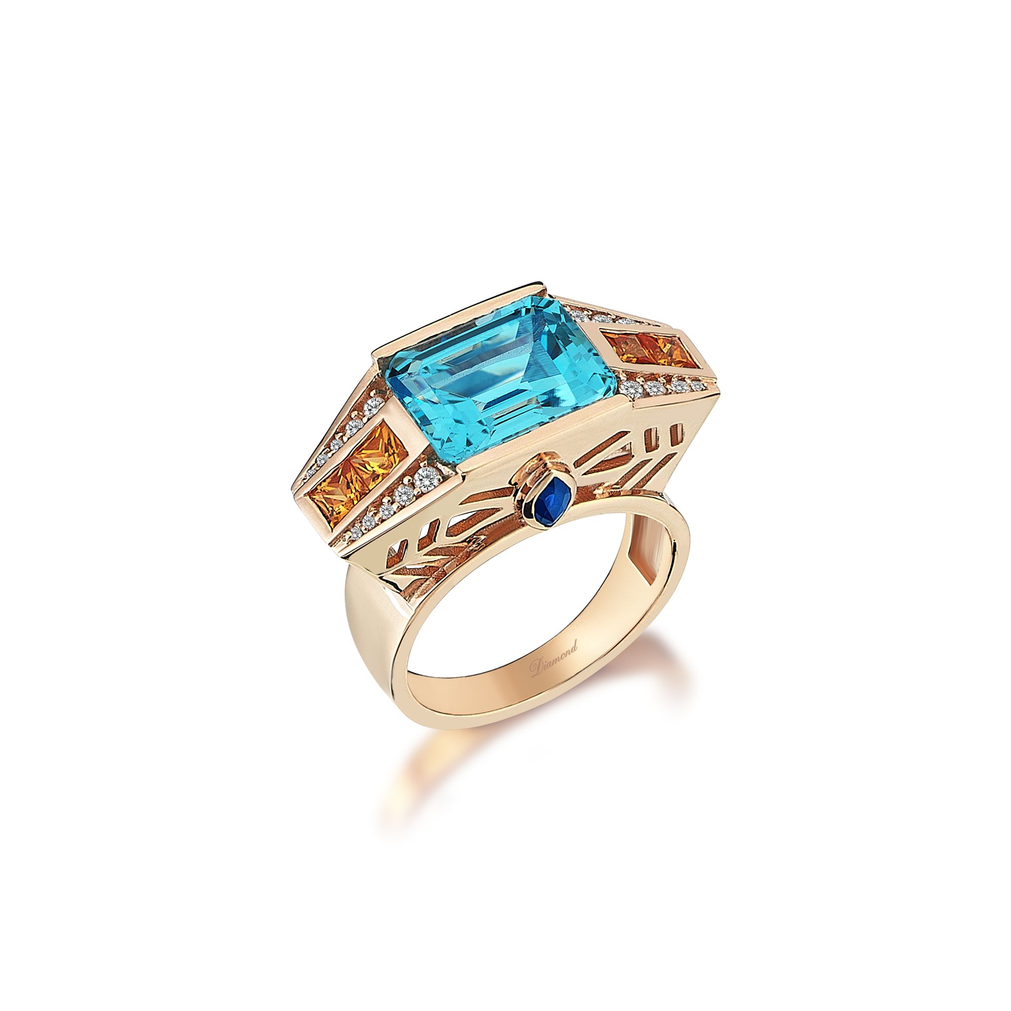 Mavi Topaz ve Safir Yüzük