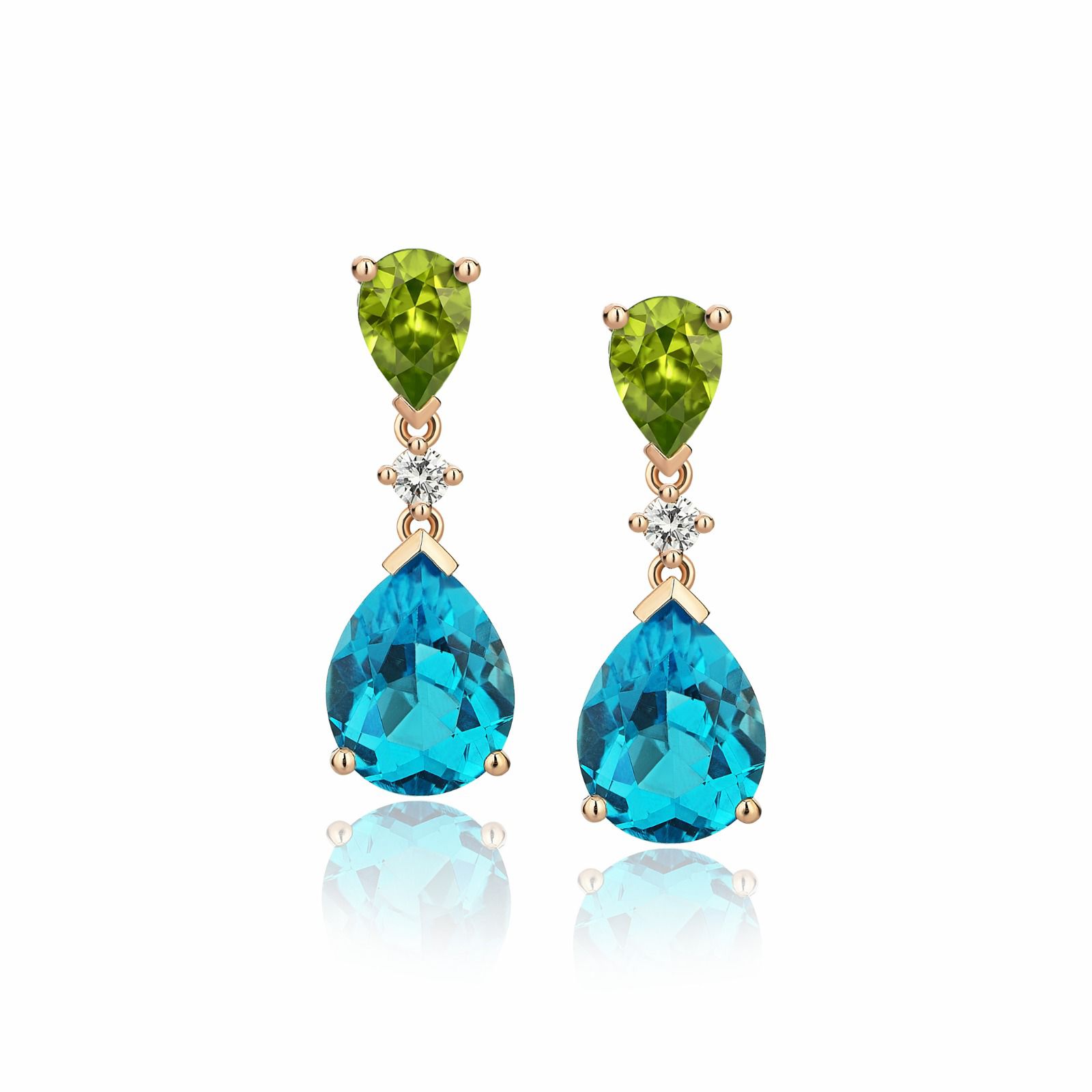 Peridot Mavi Topaz Küpe