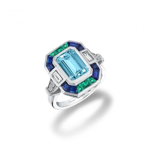 Aquamarin Safir Zümrüt Yüzük