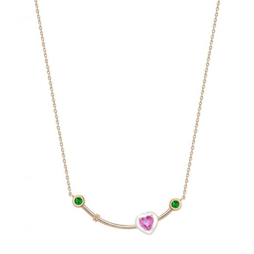 Kalp pembe safir mine kolye