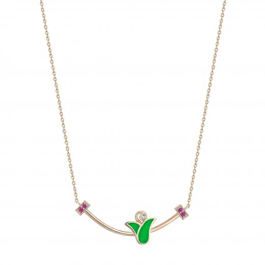 Pembe Safir Mine Lale Kolye